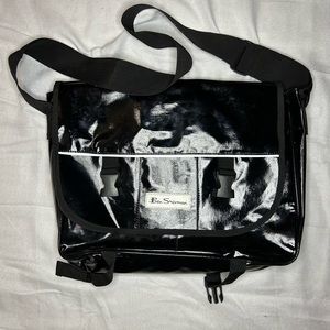Ben Sherman black messenger bag patent leather